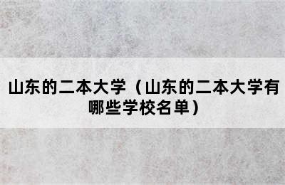 山东的二本大学（山东的二本大学有哪些学校名单）