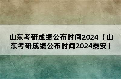 山东考研成绩公布时间2024（山东考研成绩公布时间2024泰安）