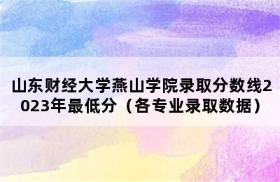 山东财经大学燕山学院录取分数线2023年最低分（各专业录取数据）