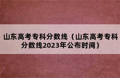 山东高考专科分数线（山东高考专科分数线2023年公布时间）