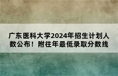 广东医科大学2024年招生计划人数公布！附往年最低录取分数线