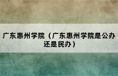 广东惠州学院（广东惠州学院是公办还是民办）