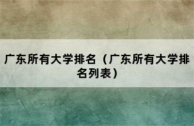 广东所有大学排名（广东所有大学排名列表）