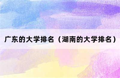 广东的大学排名（湖南的大学排名）