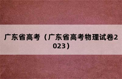 广东省高考（广东省高考物理试卷2023）