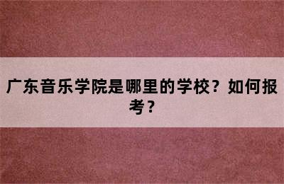 广东音乐学院是哪里的学校？如何报考？