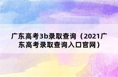 广东高考3b录取查询（2021广东高考录取查询入口官网）