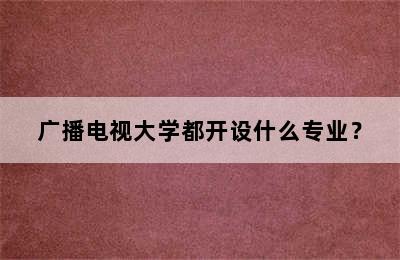 广播电视大学都开设什么专业？