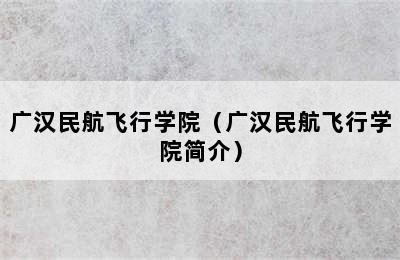 广汉民航飞行学院（广汉民航飞行学院简介）