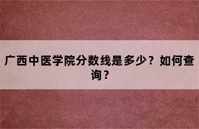 广西中医学院分数线是多少？如何查询？