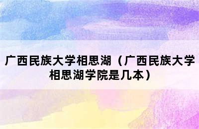 广西民族大学相思湖（广西民族大学相思湖学院是几本）