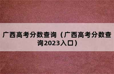 广西高考分数查询（广西高考分数查询2023入口）