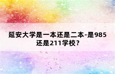 延安大学是一本还是二本-是985还是211学校？