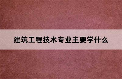 建筑工程技术专业主要学什么