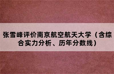 张雪峰评价南京航空航天大学（含综合实力分析、历年分数线）