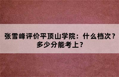 张雪峰评价平顶山学院：什么档次？多少分能考上？