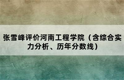 张雪峰评价河南工程学院（含综合实力分析、历年分数线）