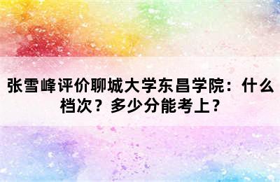 张雪峰评价聊城大学东昌学院：什么档次？多少分能考上？