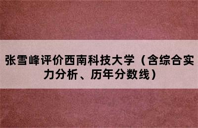 张雪峰评价西南科技大学（含综合实力分析、历年分数线）