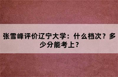 张雪峰评价辽宁大学：什么档次？多少分能考上？