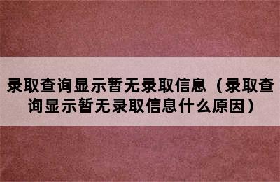 录取查询显示暂无录取信息（录取查询显示暂无录取信息什么原因）