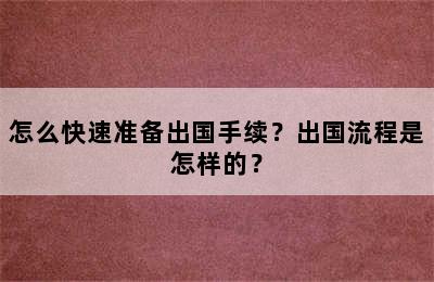 怎么快速准备出国手续？出国流程是怎样的？