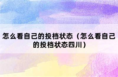 怎么看自己的投档状态（怎么看自己的投档状态四川）