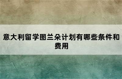 意大利留学图兰朵计划有哪些条件和费用