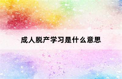 成人脱产学习是什么意思