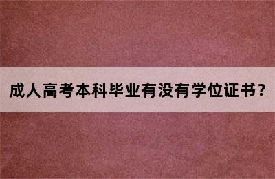 成人高考本科毕业有没有学位证书？