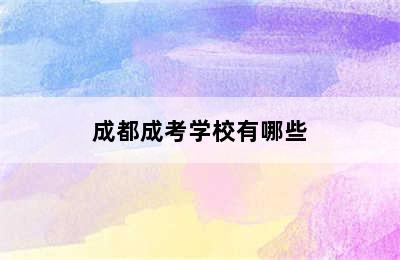 成都成考学校有哪些