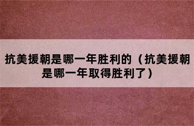 抗美援朝是哪一年胜利的（抗美援朝是哪一年取得胜利了）