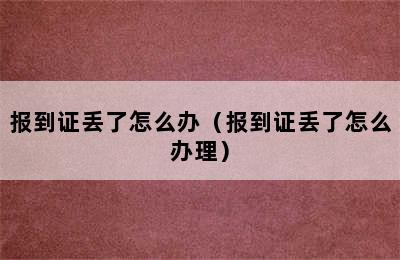 报到证丢了怎么办（报到证丢了怎么办理）