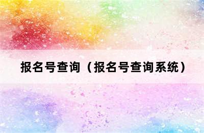 报名号查询（报名号查询系统）