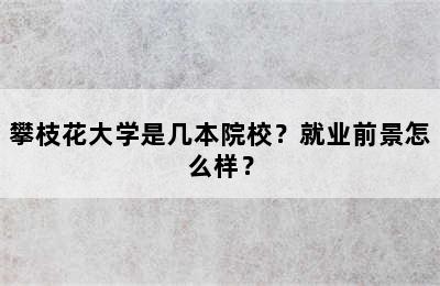 攀枝花大学是几本院校？就业前景怎么样？