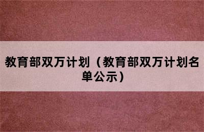 教育部双万计划（教育部双万计划名单公示）