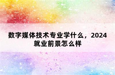 数字媒体技术专业学什么，2024就业前景怎么样