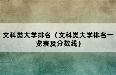 文科类大学排名（文科类大学排名一览表及分数线）