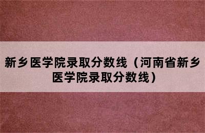 新乡医学院录取分数线（河南省新乡医学院录取分数线）