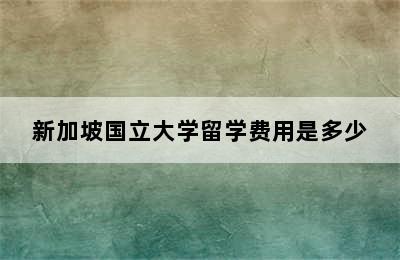 新加坡国立大学留学费用是多少