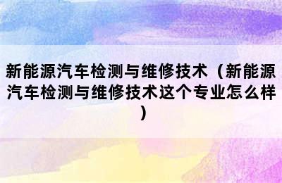 新能源汽车检测与维修技术（新能源汽车检测与维修技术这个专业怎么样）