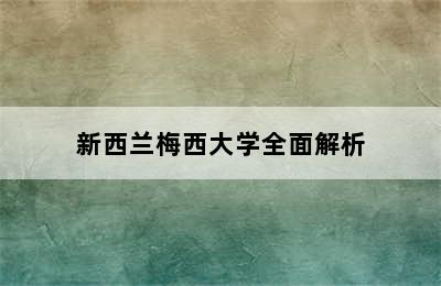 新西兰梅西大学全面解析