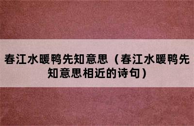 春江水暖鸭先知意思（春江水暖鸭先知意思相近的诗句）