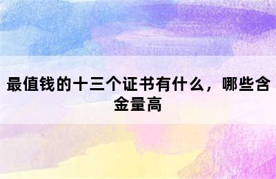 最值钱的十三个证书有什么，哪些含金量高