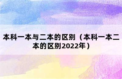 本科一本与二本的区别（本科一本二本的区别2022年）