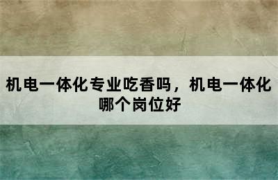 机电一体化专业吃香吗，机电一体化哪个岗位好