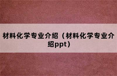 材料化学专业介绍（材料化学专业介绍ppt）