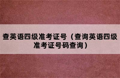 查英语四级准考证号（查询英语四级准考证号码查询）