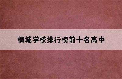 桐城学校排行榜前十名高中