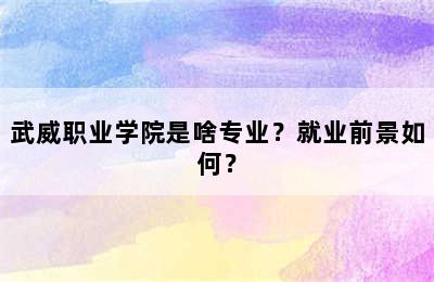 武威职业学院是啥专业？就业前景如何？